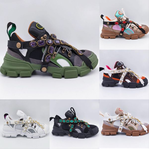 

flashtrek sneaker with removable crystals mens luxury designer shoes casual fashion luxury designer womens shoes sneakers size 35-45, White;red