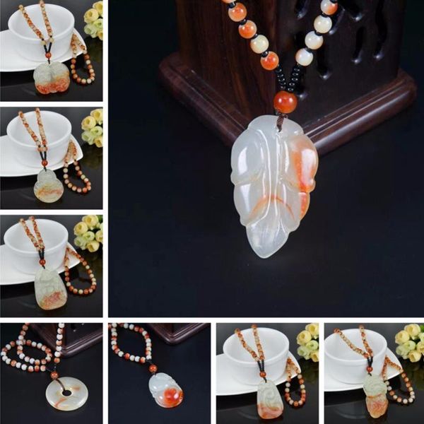 

natural jade chalcedony necklace pendant stone quartz healing crystal carved buddha pendulum column reiki healing chakra jewelry, Silver