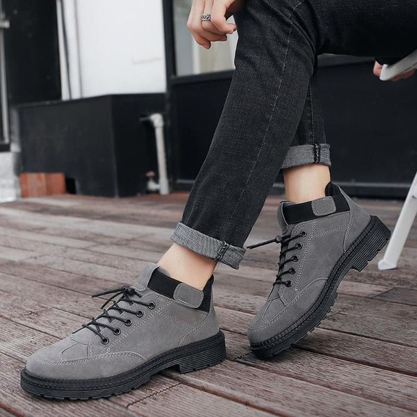 

monerffi winter men's boots warm pu leather male waterproof shoes chaussure casual shoes for men boots footwear male sneakers, Black