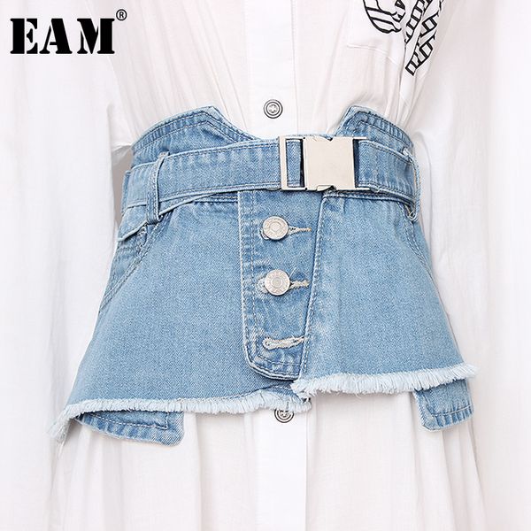 

eam] denim square buckle metal button pockets belt personality women new fashion tide all-match autumn winter 2019 jz156, Black;brown
