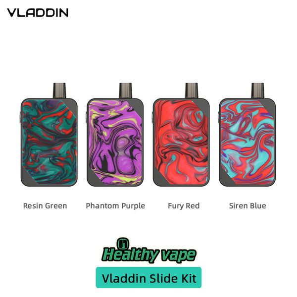 

100% original Vladdin Slide Aio Vape Pod System Kit 1000mAh max 12W output 2ml capacity resin colors