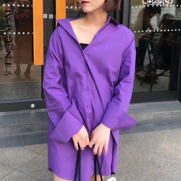 

shengpalae woman shirt turn-down collar long sleeve loose blouse woman 2019 new fashion plus size shirt women casual fl8041, White