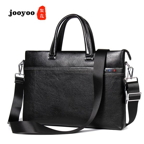 

new genuine leather large capacity men's briefcase cow leather briefcase handbag man slung shoulder bag crossbody bags jooyoo