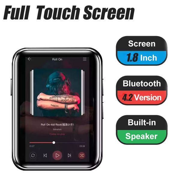 

2019 x1 16gb mp3 player full touch screen portable music player bluetooth 4.2 fm radio with headphones build in speaker mini mp3