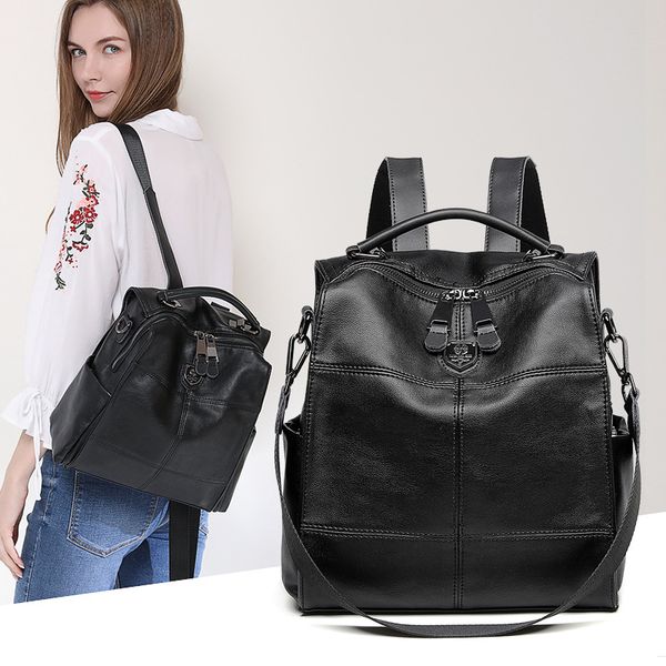 

challen backpack women pu leather female backpacks simple style teenager shoulder school feminina rucksack mochilas mujer