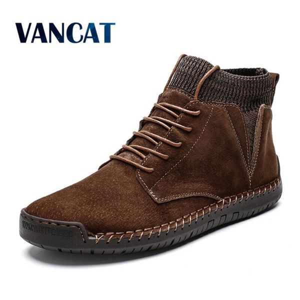 

brand winter warm men snow boots cow suede man ankle boots fur men shoes plush autumn basic drive boots big size 48, Black