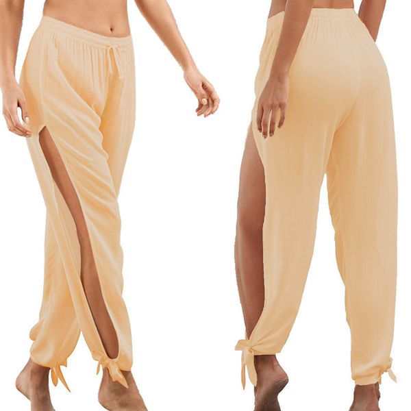 

women casual loose tape button side wide leg pants summer women loose casual sport satin cargo pants, Black;white