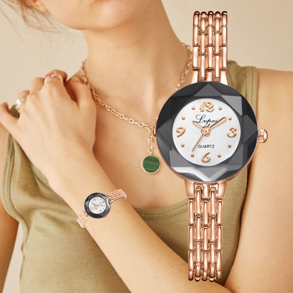 

lvpai rose gold women watch stainless steel bracelet watches fashion dress ladies quartz wristwatches clock xb40, Slivery;brown