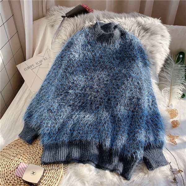 

women's sweaters mohair sweater women autumn and winter korean loose knitted bottoming shirt long sleeve fashion warm knitwear jumper f, White;black