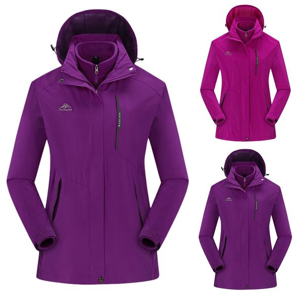 

abrigos mujer invierno 2019 winter coat women waterproof detachable breathable sport two-piece set outdoor coat manteau femme, Black