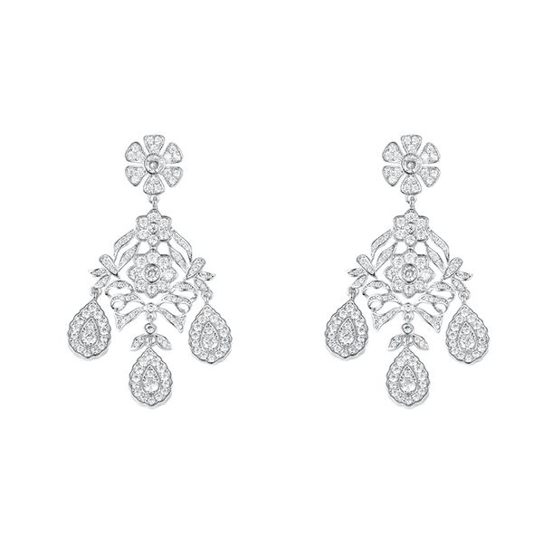 

weimanjingdian new arrival exquisite cubic zirconia flower girandole celebs earrings, Silver