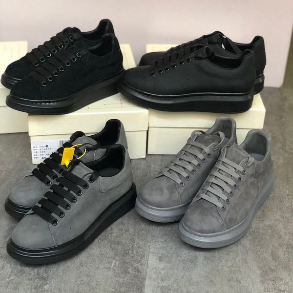 

designer suede platform sneaker men women platform trainers 100% leather suede plate-forme trainers luxury mens trainers big size 35-46, Black