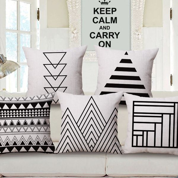 

3x classic black and white geometric pillow fashion home cotton and cushion car/bedroom/living room/study/l pillowcase