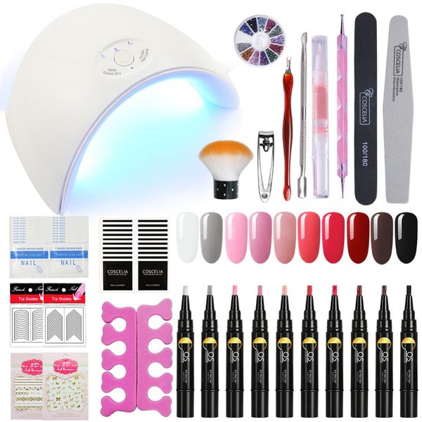 

coscelia nail set 36w uv lamp dryer 10pcs gel nail polish soak off manicure decoration gel polish kit for art tools
