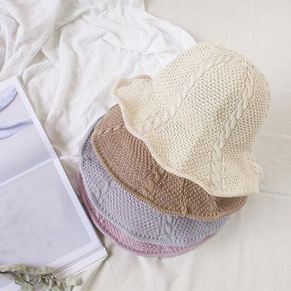 

women's sunscreen fashion hat short edge floppy summer beach sun straw hat fisherman hat, Blue;gray