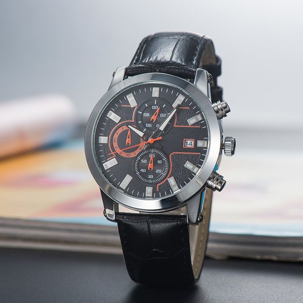 

2020 new montbl brand six needle series mens luxury watch quartz small needle run seconds leather belt fashion watch, Slivery;brown
