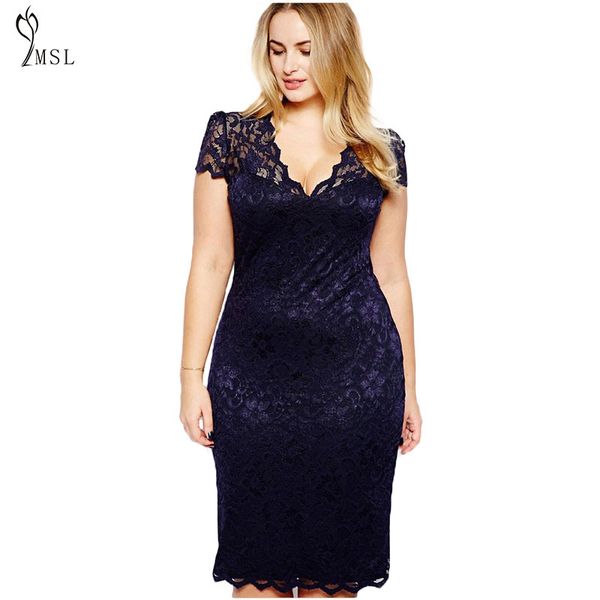 

40%n365zm plus size 4xl dress 2017 summer women solid v-neck lace sheath dress vestidos short sleeve knee-length, White;black