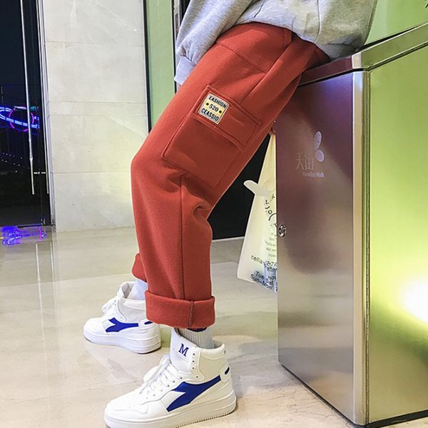 

2018 new plus velvet thickening multi-pocket tooling couple harem pants warm autumn and winter leisure loose, Black