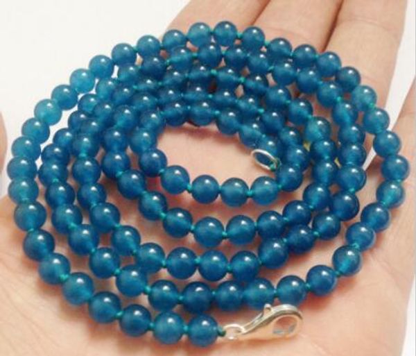 

necklace ++ + long 35" 8mm apatite round beads fashion necklace, Silver