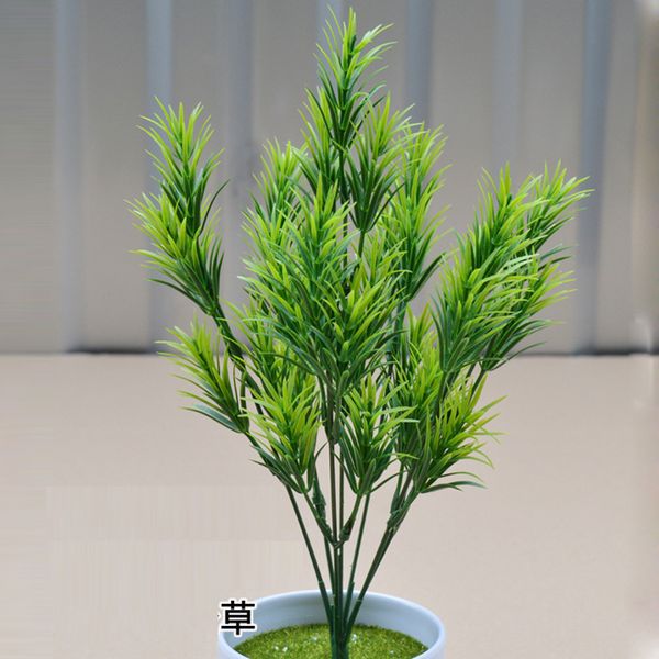 

s 1шт пластиковой сосны трава зеленая акриловая листья искусственных растений поддельного лист вода трава цветок стена завода искусственной