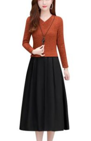 

the little early autumn woman dress 2019 new early autumn temperament 35-45 slim knee-length skirt good, Black;gray
