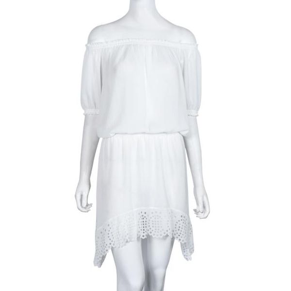 

jaycosin summer dresses women 2019 fashion new dress women off shoulder beach summer dresses solid color white dress vestidos, Black;gray