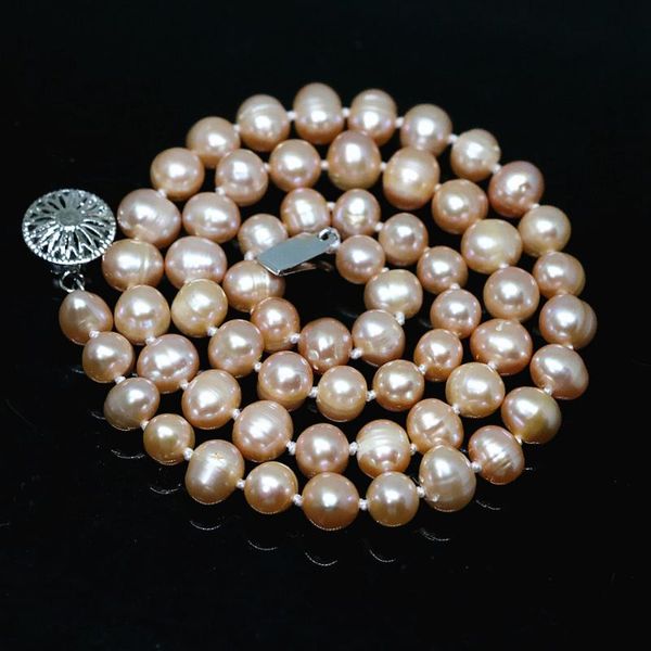 

genuine natural freshwater cultured orange pearl 4 size round beads women gift necklace jewelry 18inch b1500, Silver