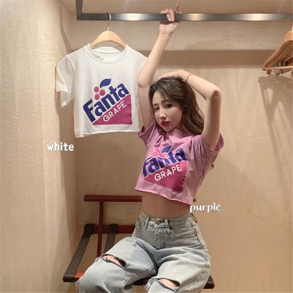

ins 2020 new women t shirt slim slimming high waist exposed navel dress short-sleeved clothes, White