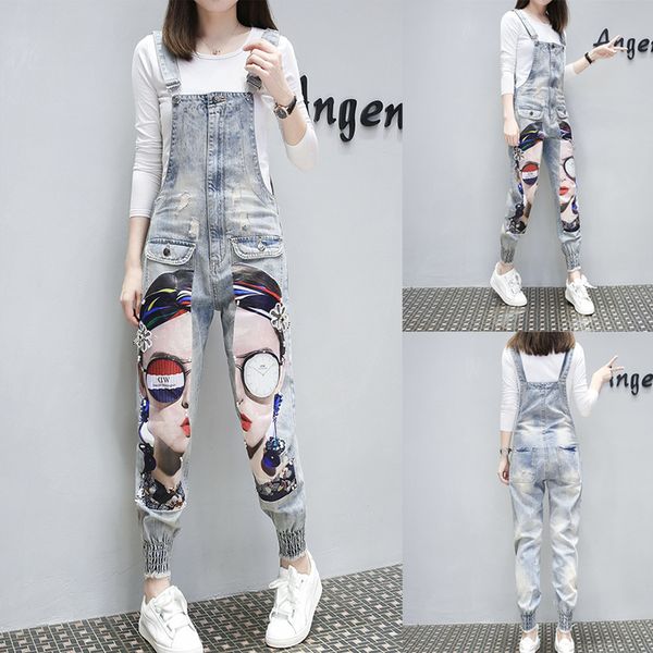 

shimmering blue european fashion sequins denim overalls shuhua14