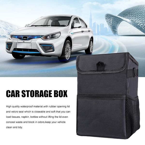 

car trash can with lid waterproof car trash bag hanging for headrest with 3 storage pockets large capacity storage container