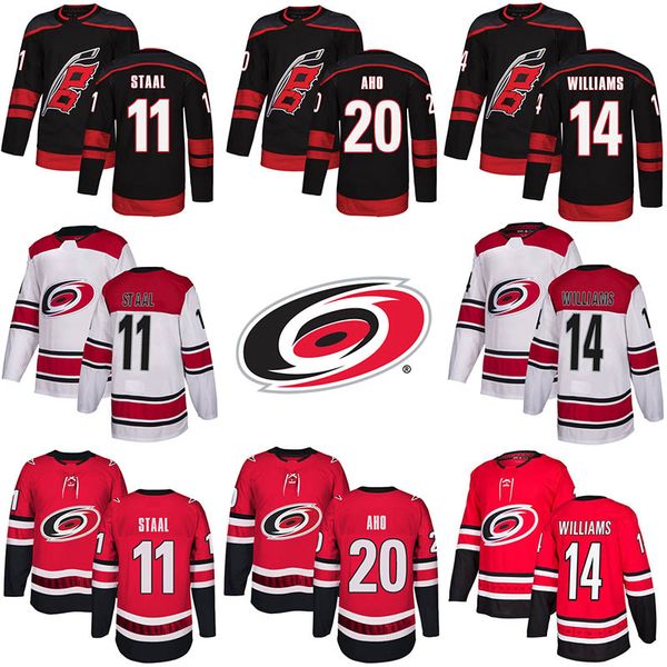 

Cheap 14 Justin Williams Carolina 11 Staal Hurricanes Hockey Jerseys 20 Sebastian Aho Stitched White Red Black Jersey