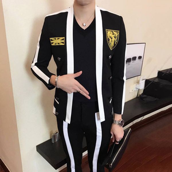 

hip mens bar/club/fashion tuxedo jacket and pants /asia size, White;black