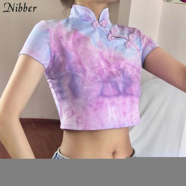 

nibber summer retro chinese style graphic crop women fashion elegant casual t-shirt ladies street wear harajuku tees mujer, White