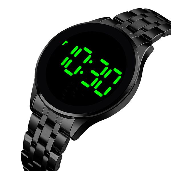 

stainless steel electronic wristwatch outdoor waterproof digital watch led touch screen watch