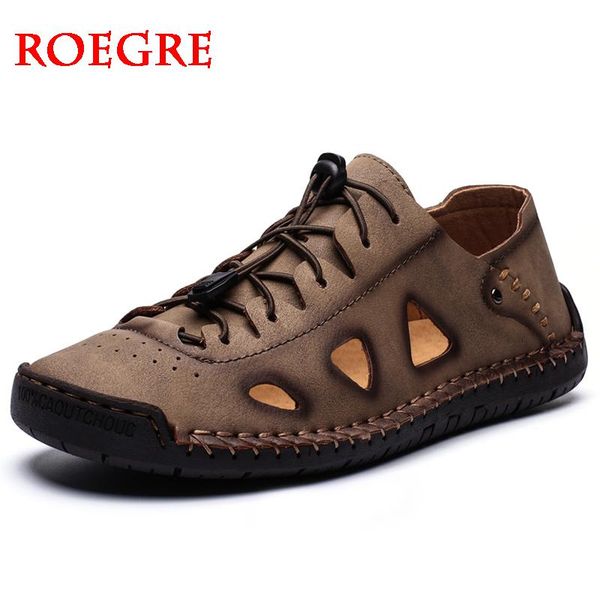 

sandals summer men genuine leather fashion men's beach comfortable gladiator simple design mens style shoes, Black