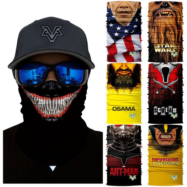 

3d marvel cycling face mask wolverines venom neck gaiter cycling headband magic scarf outdoors cosplay ski balaclava, Blue;gray