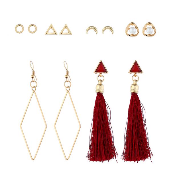 

bohemian earrings fashion creative new tassel flower earrings new long net red temperament women's earings christmas, Golden;silver