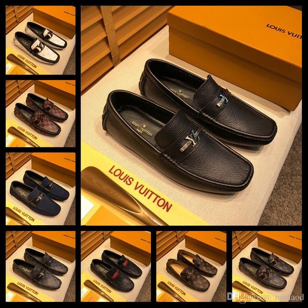 

19ff men loafers leather italian big size shoes casual brands slip on luxury flats mens loafer man moccasins car driving shoes black kkkkk