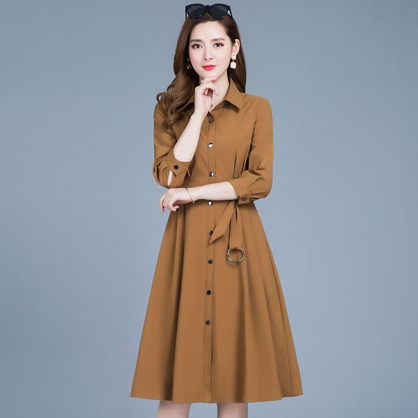 

2019 spring new casual large size -4xl loose trench women fashion single breasted medium and long section trench women, Tan;black