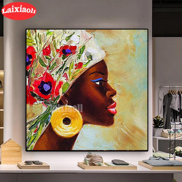

diy full square round diamond 5d art black woman diamond painting embroidery cross stitch rhinestone mosaic painting home decor