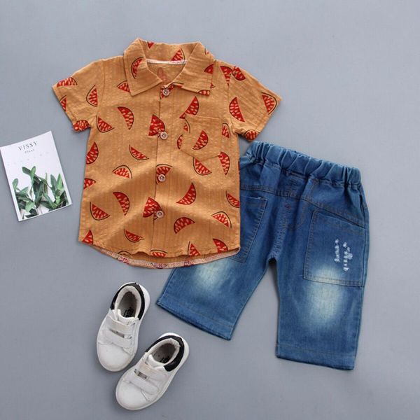 

focusnorm toddler kids baby boys clothes summer 2pcs sets short t-shirt + pants trousers adorable outfits set 2-6years, White