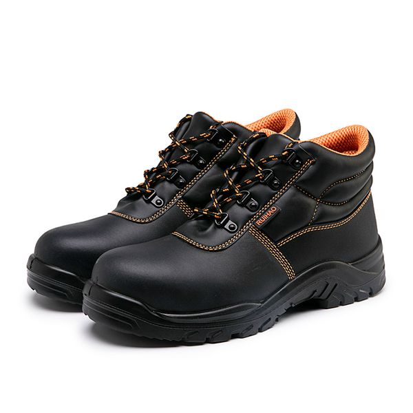 

plus size men's fashion steel toe caps work safety boots cow leather shoes outdoors worker security ankle boot protect footwear, Black