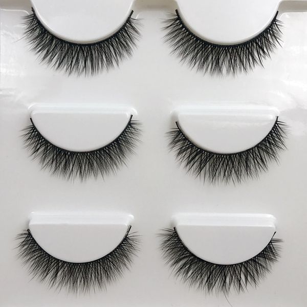 

hbzgtlad 3 pairs 3d mink lashes extension strip false eyelashes makeup cross natural fake eyelashes handmade mink eyelash x05