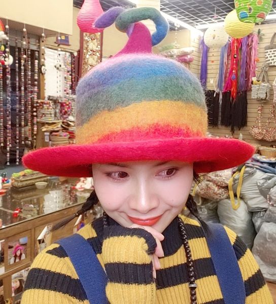 

hyenx originality spirit hat personalized tibetan bala handmade rainbow tibetan bala handmade originality rainbow creativity spirit hat per, Blue;gray