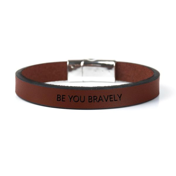 

be you храбро гравированные буквы магнитный браслет пряжкой кожаный вдохновенный браслеты mantra браслет-манжета, White
