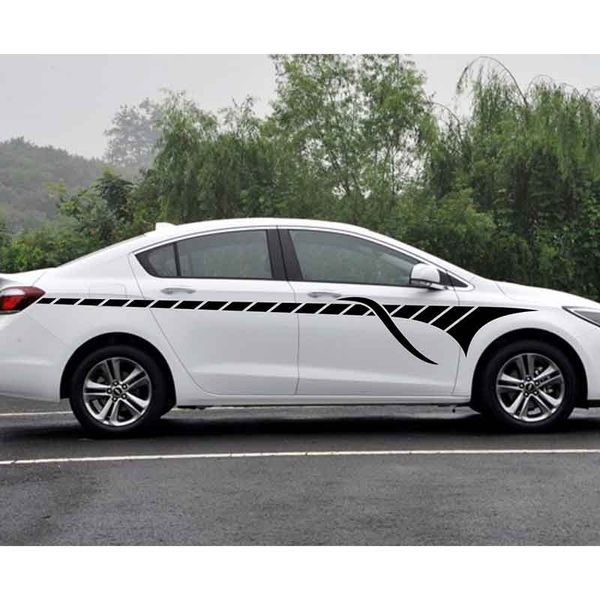 

2pcs car styling racing stripe upper door decals vinyl stickers side sticker