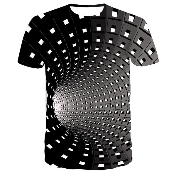 

3d t-shirt cross-border explosions black and white hypnosis t-shirt loose sports casual fashion men's vertigo digital printing of tx