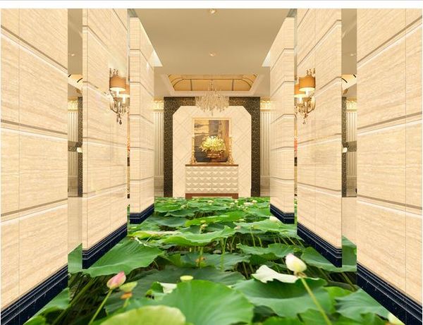 

lotus leaf 3d floor 3d floor painting wallpaper