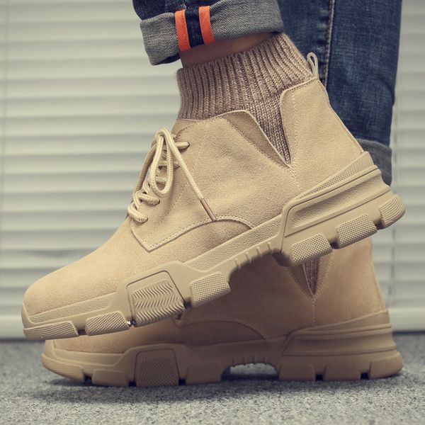 

new 2019 autumn early winter shoes men boots genuine leather shoes winter male footwear suede leather mens ankle boots a1679, Black