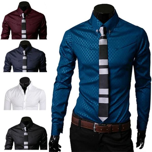

1pcs long sleeve new fashion popular lattice fashion slim fit cotton casual button new men's comfortable plaid soft, White;black